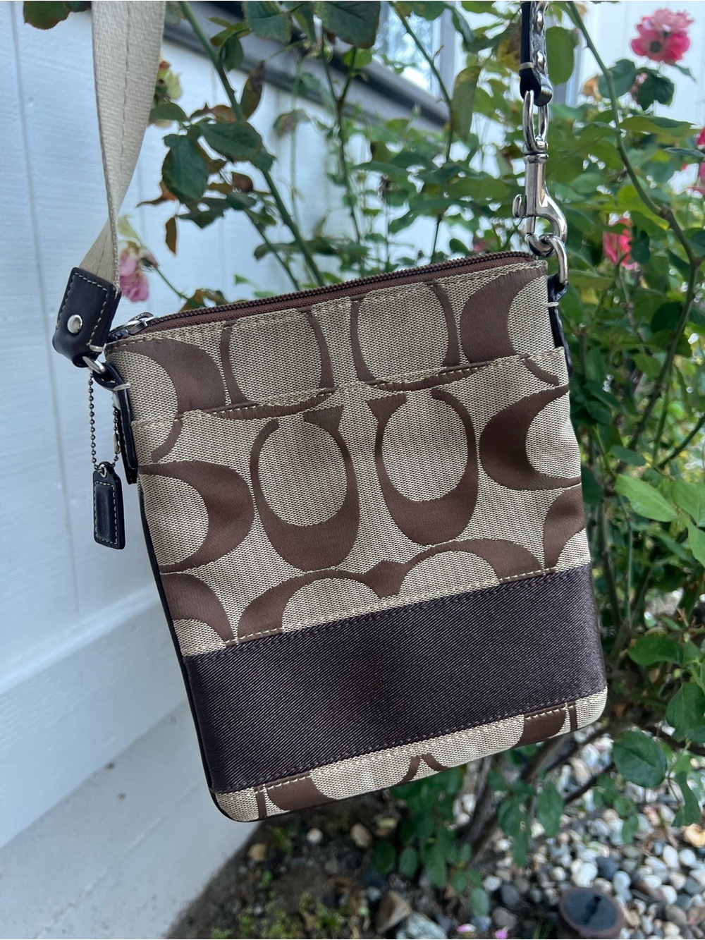 Coach Brown/Tan Signature Mini Crossbody